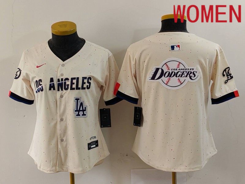 Women Los Angeles Dodgers Blank Cream Fashion Nike Game MLB Jersey style 62912->women mlb jersey->Women Jersey